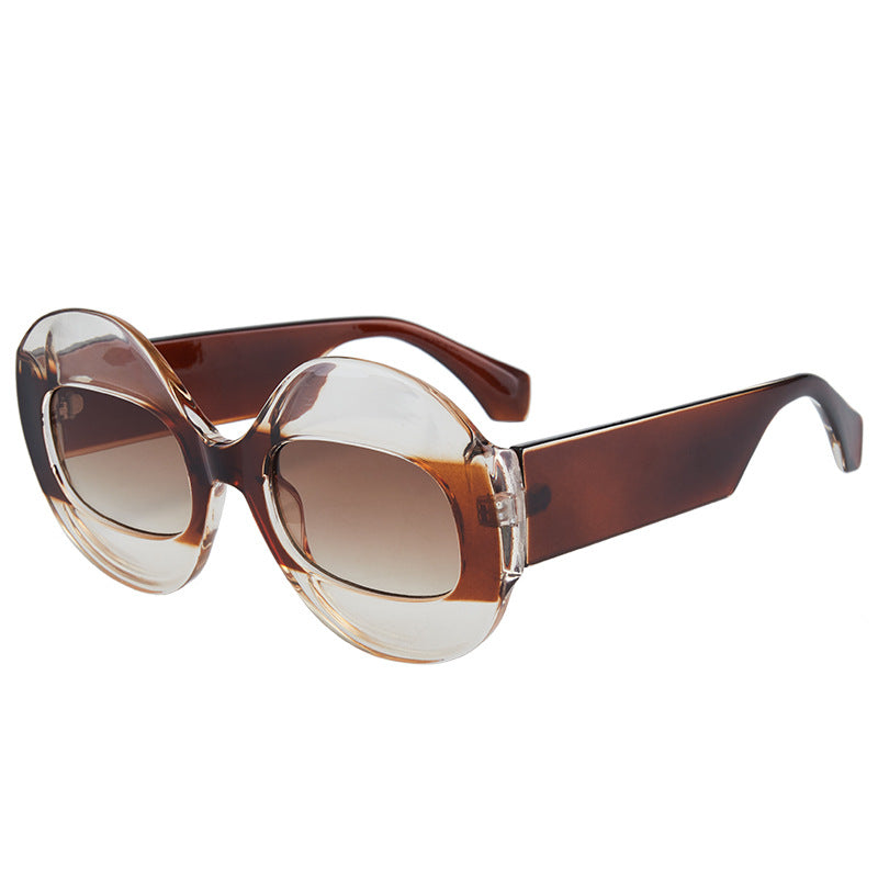 Wholesale Round Frame Color Contrast Hip-hop Unisex Personalized UV Resistant PC Sunglasses
